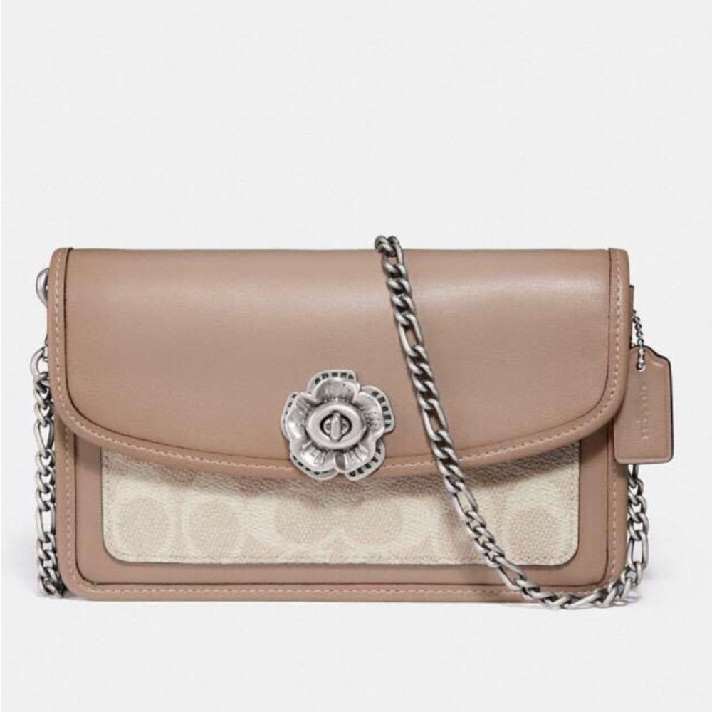 Coach Parker Chain Mini Shoulder Bag in Sand Taupe